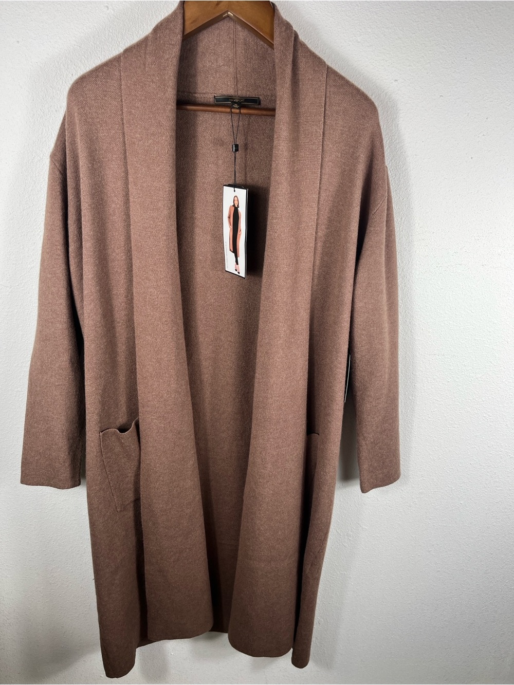 Max sport LA Brown Size XL Women’s Long‎ Cardigan Open Front Duster Sweater